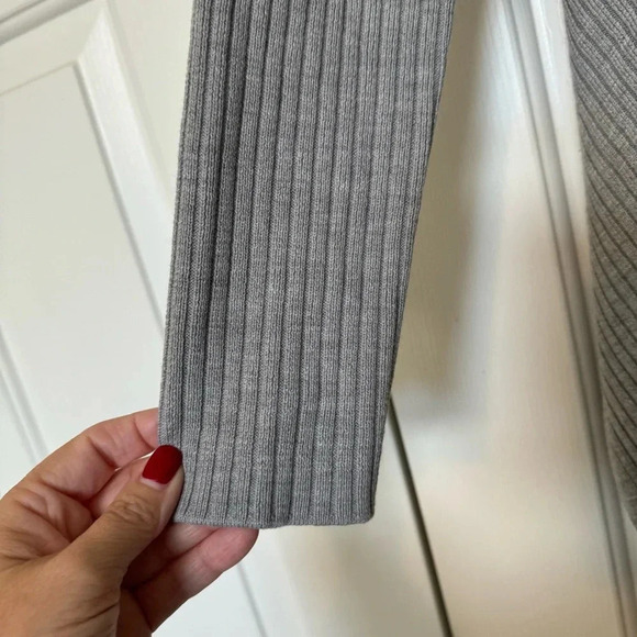 Athleta Gray Solstice Ribbed Knit Open Front Cardigan Drape Sweater - Picture 3 of 7